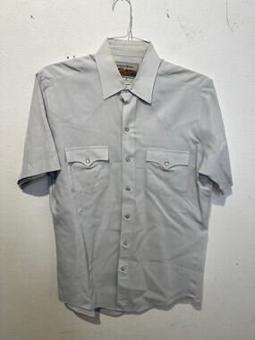 Vintage AUTHENTIC WESTERN Mens White Pearl Snap Collared Button Up Shirt Size 16